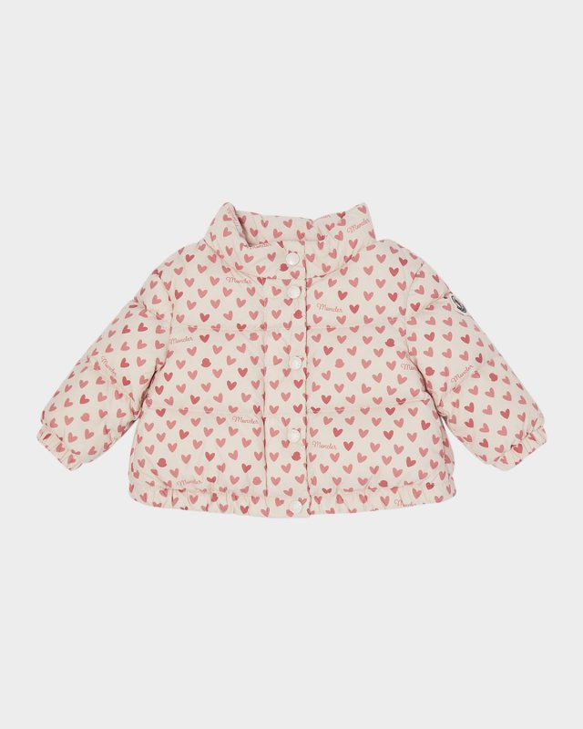Girl's Bashira Heart-Print Down Jacket, Size 6M-3